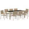 vidaXL Tr&auml;dg&aring;rdsm&ouml;belset 9 st Beige konstrotting