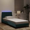 vidaXL Bed Frame with LED without Mattress "Hanko" Dark Green 90x190 cm Velvet