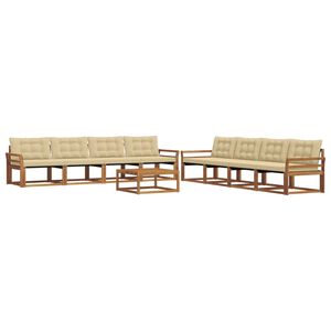 vidaXL Utomhussoffset med kudde 9 pcs Naturlig och Beige
