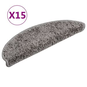 vidaXL Trappmattor 15 st 56x17x3 cm gr&aring; halvrunda