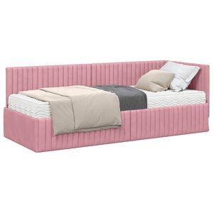 vidaXL H&ouml;rn S&auml;ngram med Madrass 2 st Rosa 80 x 200 cm Sammet