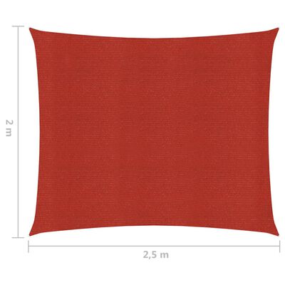 vidaXL Solsegel 160 g/m² röd 2x2,5 m HDPE