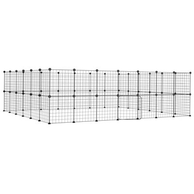 vidaXL Husdjursbur svart 52 paneler 35x35 cm stål