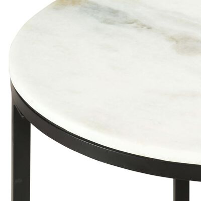 vidaXL Soffbord vit och svart Ø50 cm massiv äkta marmor