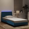 vidaXL Bed Frame with LED without Mattress "Hanko" Blue 100x200 cm Velvet