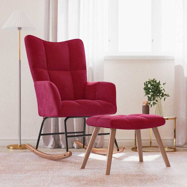 vidaXL Gungstol med fotpall vinr&ouml;d sammet