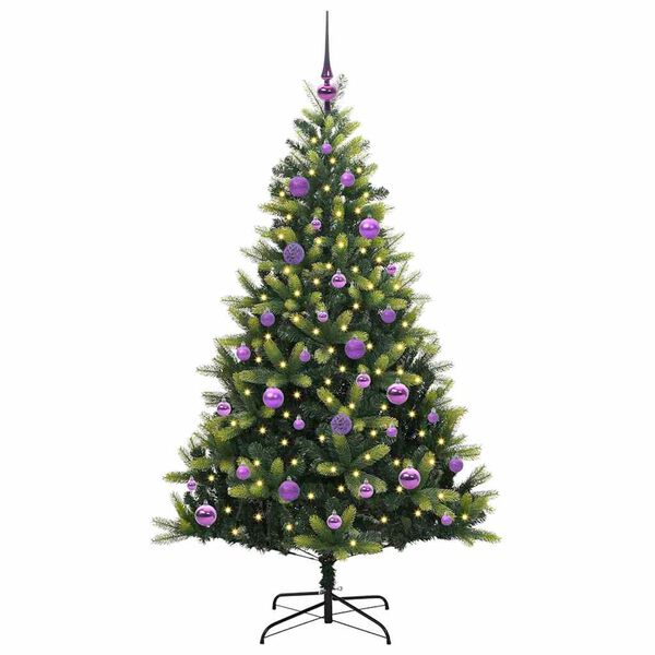 vidaXL Konstgjort F&auml;llbart Jultr&auml;d 150 LEDs Gr&ouml;n 150 cm PVC och PE