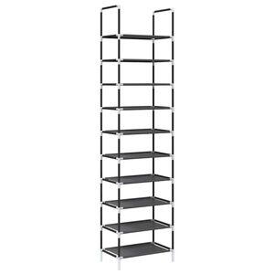 vidaXL Skohylla 10-v&aring;nings svart 44x28x180 cm fiberduk