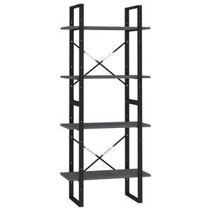 vidaXL Bokhylla 4 hyllplan gr&aring; 60x30x140 cm massiv furu