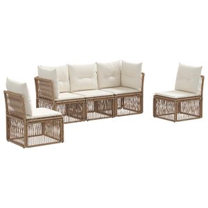 vidaXL Tr&auml;dg&aring;rdsoffset 5 pcs Beige konstrotting