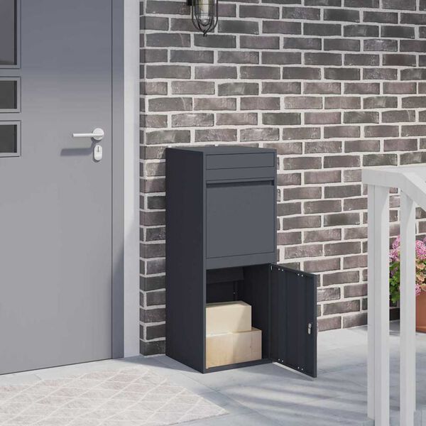 vidaXL Paketbox med lagring med d&ouml;rr Antracit 41 x 38 x 103 cm St&aring;l