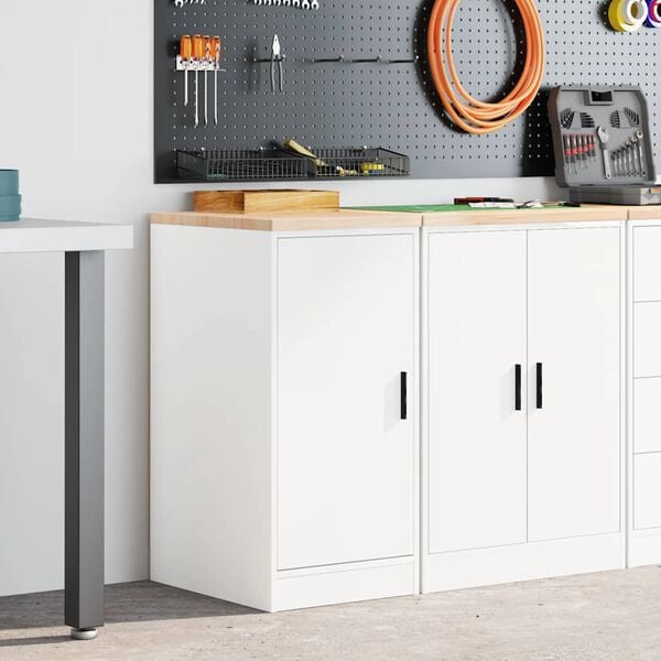 vidaXL Förvaringsskåp för garage vit 40x51x85 cm massivt trä furu