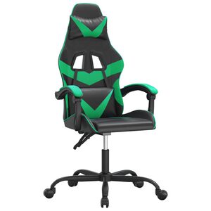 vidaXL Snurrbar gamingstol svart och gr&ouml;n konstl&auml;der