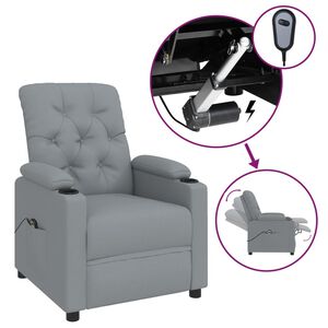 vidaXL Elektrisk reclinerf&aring;t&ouml;lj ljusgr&aring; tyg