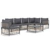 vidaXL Loungegrupp 7 delar med dynor antracit konstrotting