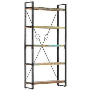 vidaXL Bokhylla med 5 hyllor 90x30x180 cm massivt &aring;tervunnet tr&auml;