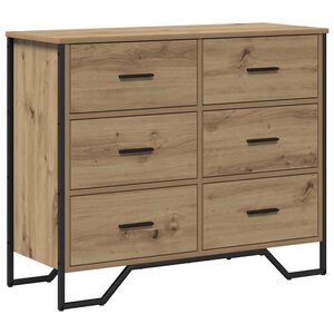 vidaXL Kommode 6-L&aring;da Artisan Ek 91 x 35,5 x 74,5 cm