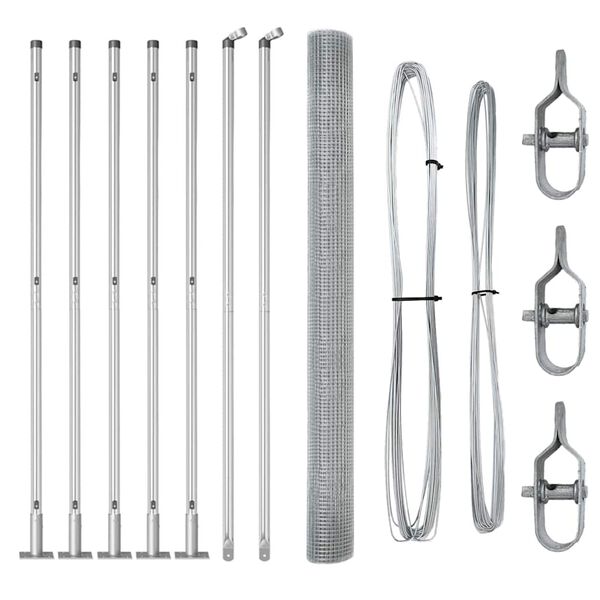 vidaXL St&auml;ngselstolpe Silver 10 x 1,5 m (19 x 19 mm n&auml;t) St&aring;l