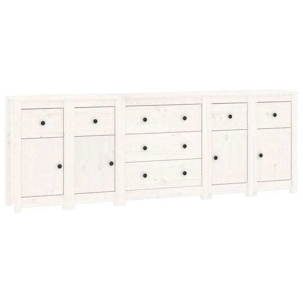 vidaXL Skänk vit 230x35x80 cm massiv furu