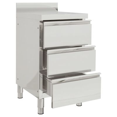 vidaXL Köksskåp för storkök med 3 lådor 2 st rostfritt stål
