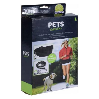 Pets Collection Hundkoppel med midjebälte L svart