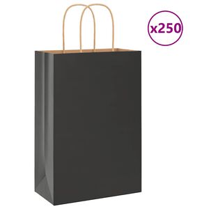 vidaXL Pappersp&aring;sar 250 st med handtag svart 21x11x31 cm