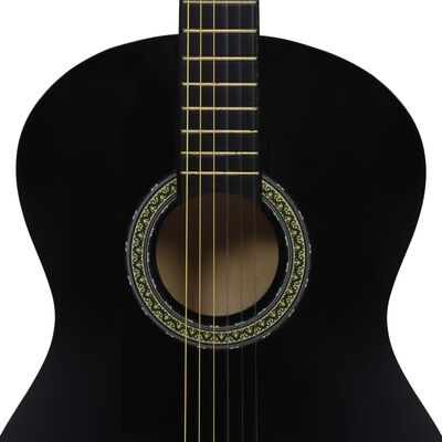 vidaXL Gitarr för nybörjare med fodral klassisk svart 4/4 39"