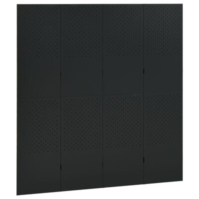 vidaXL Rumsavdelare 4 paneler 2 st svart 160x180 cm stål