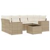 vidaXL Matgrupp f&ouml;r tr&auml;dg&aring;rden med dynor 7 delar beige konstrotting