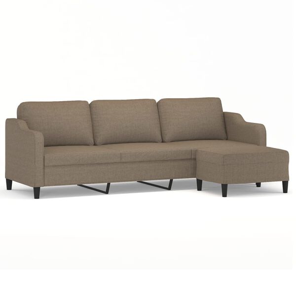 vidaXL 3-sitssoffa med fotpall Taupe 210 cm tyg
