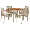 vidaXL Matgrupp f&ouml;r tr&auml;dg&aring;rden med dynor 5 delar beige konstrotting