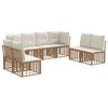 vidaXL Utomhussoffset med kudde 8 pcs Naturlig Polyester
