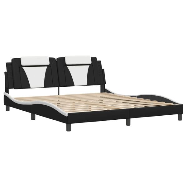 vidaXL Bed Frame "Viana" without Mattress Black and White 180x200 cm Faux Leather