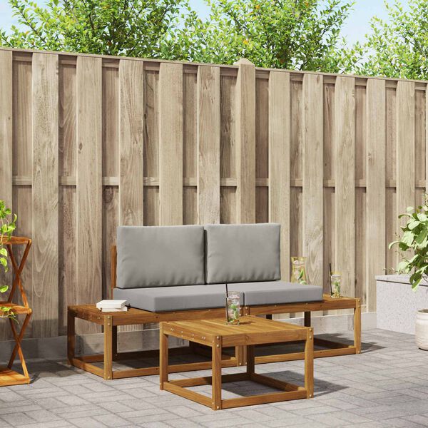 vidaXL Utomhussoffset 3 pcs Naturf&auml;rg Massivt akaciatr&auml; och polyester