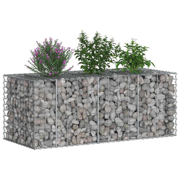 vidaXL Gabion upph&ouml;jd s&auml;ng Silver 140 x 60 x 55 cm Galvaniserat St&aring;l
