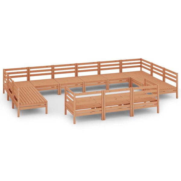 vidaXL Loungegrupp f&ouml;r tr&auml;dg&aring;rden 13 delar honungsbrun massiv furu