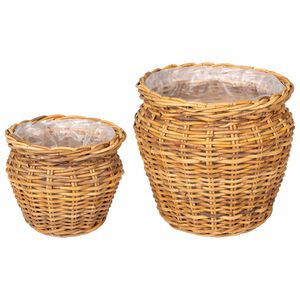 vidaXL Planteringskorg GENDT 2 st Naturlig Brun Kubu Rattan