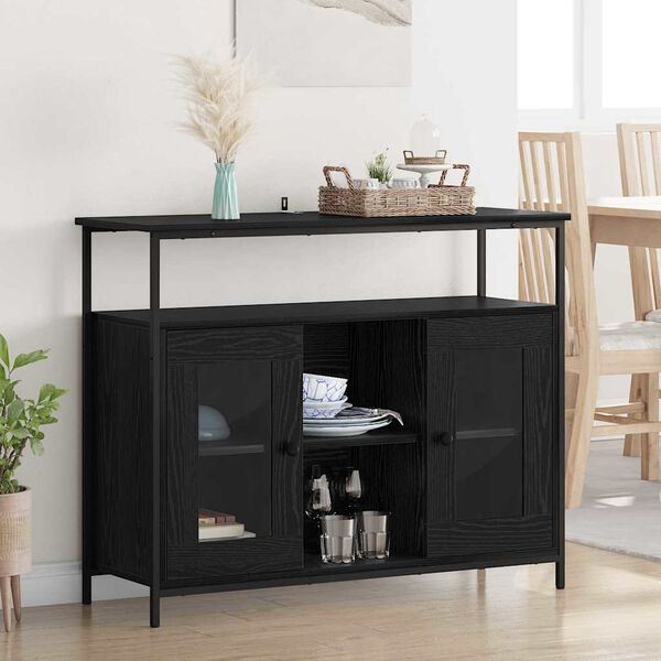 vidaXL Sideboard Svart Ek 100 x 35 x 80 cm Konstruerat tr&auml;