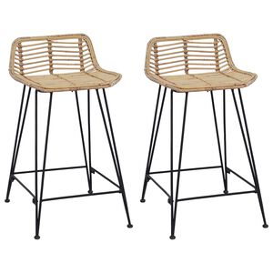 vidaXL Barpall 2 st Naturlig 44 x 45 x 76 cm Rattan och St&aring;l