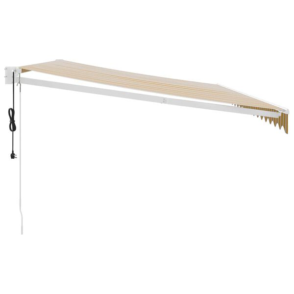 vidaXL Automatisk inf&auml;llbar markis gul och vit 5x3 m