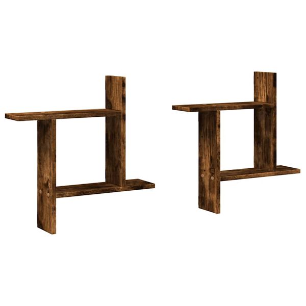 vidaXL V&auml;gghyllor 2 st r&ouml;kf&auml;rgad ek 50x12x50 cm konstruerat tr&auml;