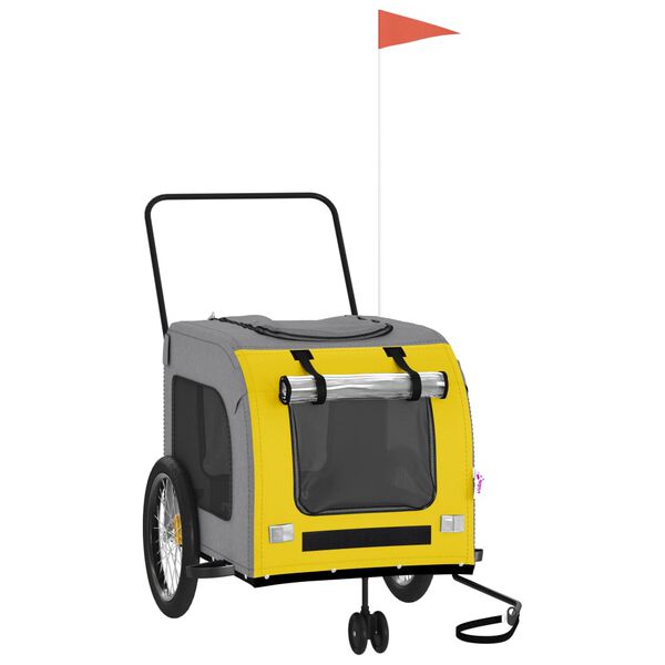 vidaXL Cykelvagn för djur gul och grå oxfordtyg och järn