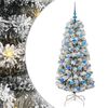 vidaXL Plast Hingad Julgran med 150 LED-lampor Gr&ouml;n och Vit 150 cm