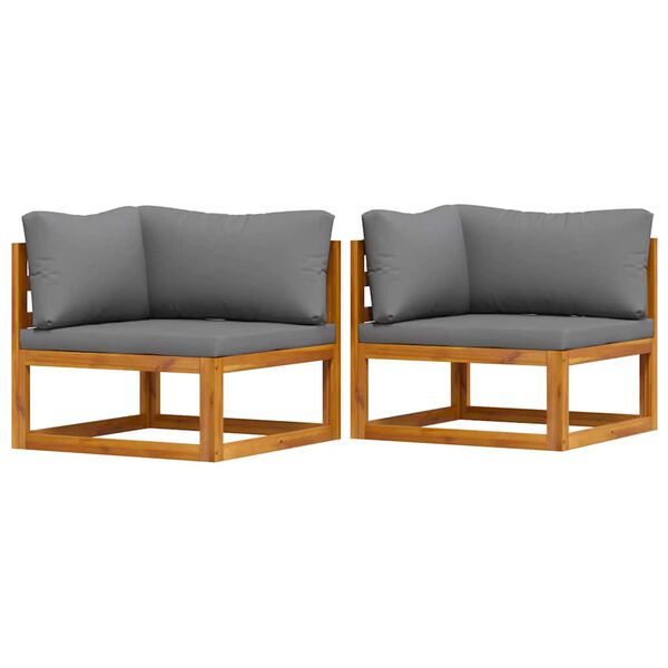 vidaXL H&ouml;rnsits till modulsoffa 2 st med dynor m&ouml;rkgr&aring;