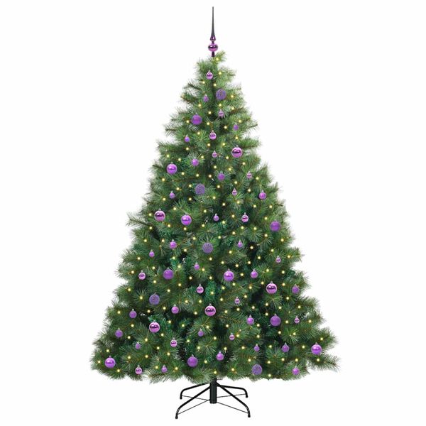 vidaXL Konstgjord julgran med 300 LED-lampor Gr&ouml;n 210 cm PE och PVC