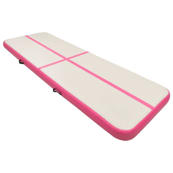 vidaXL Uppbl&aring;sbar gymnastikmatta med pump 300x100x15 cm PVC rosa