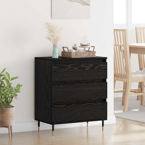 vidaXL Sideboard med l&aring;da Svart Ek 60 x 35 x 70 cm Konstruerat tr&auml;