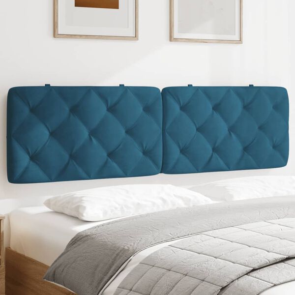 vidaXL Headboard Cushion Blue 180 cm Velvet