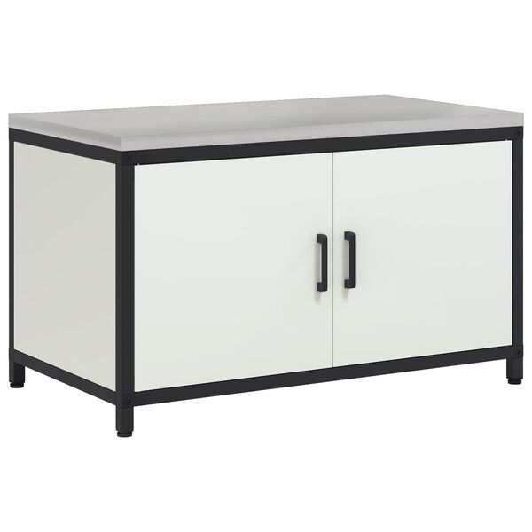 vidaXL K&ouml;ksf&ouml;rvaring med hylla med lagring Vit 60 x 50 x 92 cm St&aring;l