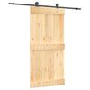 vidaXL Skjutd&ouml;rr Naturlig och svart 100 x 210 cm Massiv furutr&auml;d&ouml;rr